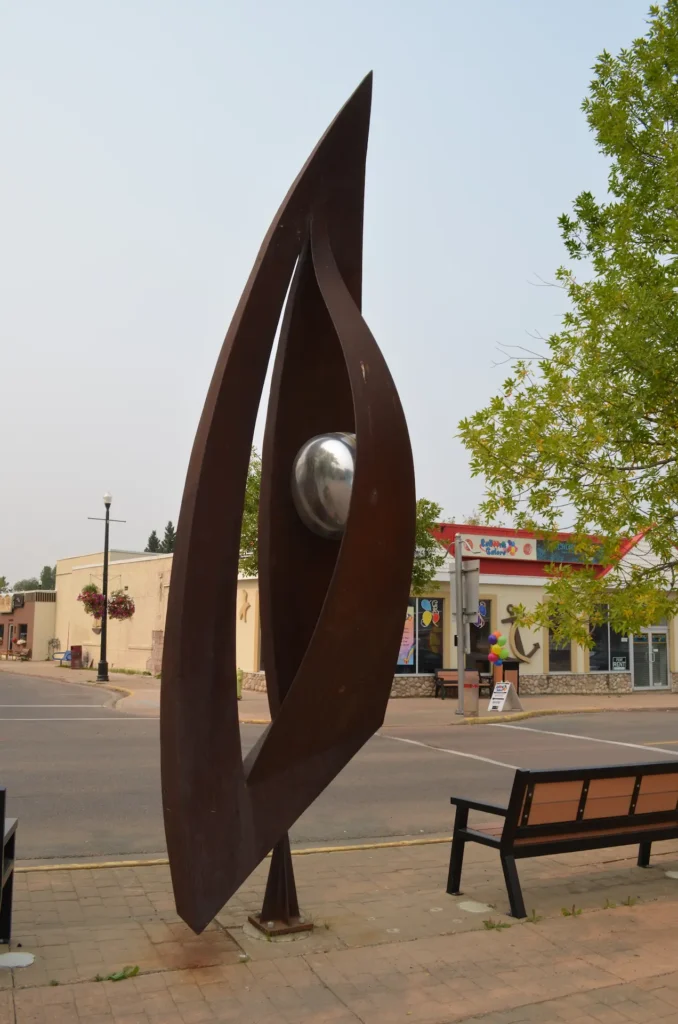 Sail with a Sphere art sculpture in Sylvan Lake